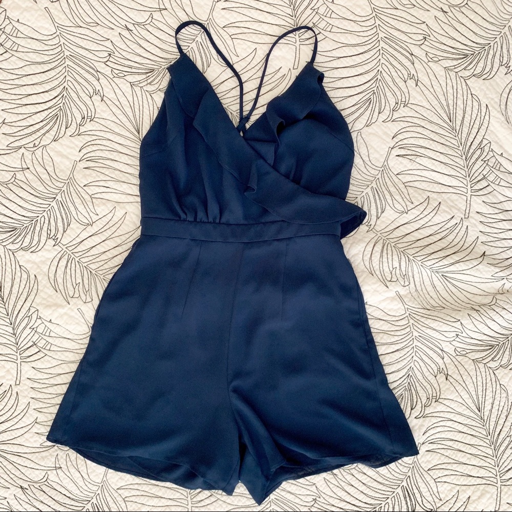 Fame & Partners - Ruffle Romper - S - Navy